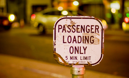 Passenger Loading Zone at Hollywood Blvd by night - LOS ANGELES - CALIFORNIA - APRIL 20, 2017のeditorial素材