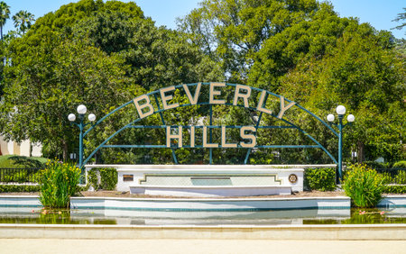 Big Beverly Hills sign in Los Angeles - LOS ANGELES - CALIFORNIA - APRIL 20, 2017のeditorial素材