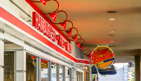 Johnny Rockets Burger Restaurant in Los Angeles - LOS ANGELES - CALIFORNIAのeditorial素材