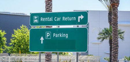 Direction sign to Rental Car Return - SAN DIEGO - CALIFORNIA - APRIL 21, 2017