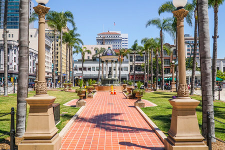 Horton Plaza Park in San Diego - SAN DIEGO - CALIFORNIA - APRIL 21, 2017のeditorial素材