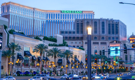 The Venetian in Las Vegas - evening view - LAS VEGAS - NEVADA - APRIL 23, 2017のeditorial素材