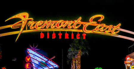 Fremont East Experience in Las Vegas by night - LAS VEGAS - NEVADA - APRIL 23, 2017のeditorial素材