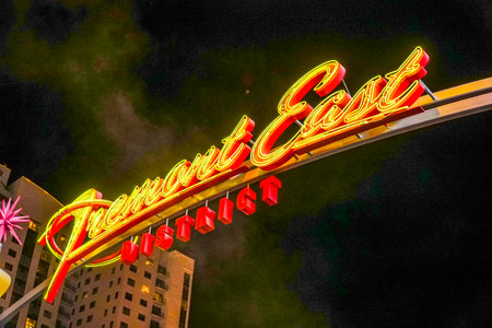 Fremont East at Downtown Las Vegas - LAS VEGAS - NEVADA - APRIL 23, 2017のeditorial素材