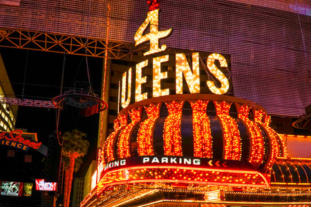 Four Queens Hotel and Casino in Las Vegas Downtown - LAS VEGAS - NEVADA - APRIL 23, 2017のeditorial素材