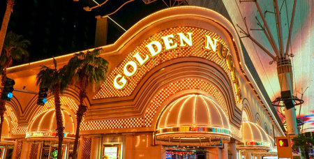 Famous Golden Nugget Hotel and Casino in Downtown Las Vegas - LAS VEGAS - NEVADA - APRIL 23, 2017のeditorial素材