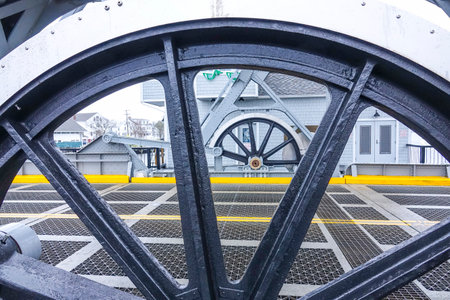 Drawbridge over Mystic River in the town of Mystic - MYSTIC / CONNECTICUT - APRIL 5, 2017