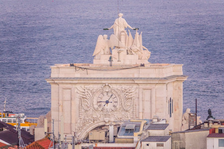 Augusta street arch in Lisbon called Arco da Rua Augusta - LISBON - PORTUGAL - JUNE 17, 2017のeditorial素材