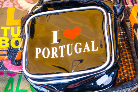 I love Portugal bag in Lisbon - LISBON - PORTUGAL - JUNE 17, 2017のeditorial素材
