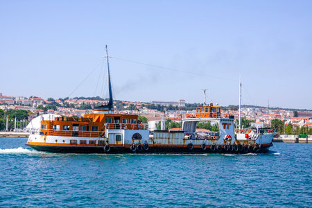 Big vessel on Tagus River in Lisbon - LISBON - PORTUGAL - JUNE 17, 2017のeditorial素材