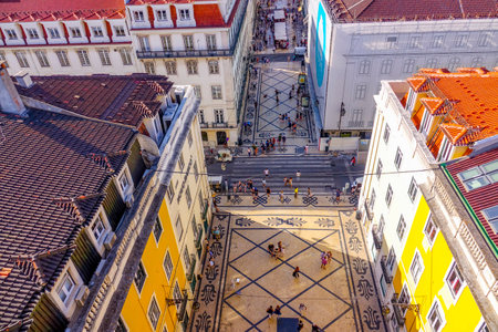 Most famous street in Lisbon - The Augusta Street - LISBON - PORTUGAL - JUNE 17, 2017のeditorial素材