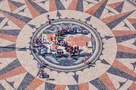 The famous compass rose at the Monument of the Discoveries in Lisbon Belemのeditorial素材