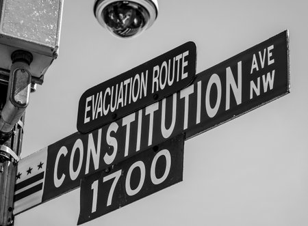 Famous Constitution Avenue in Washington DC - WASHINGTON / DISTRICT OF COLUMBIA - APRIL 8, 2017のeditorial素材