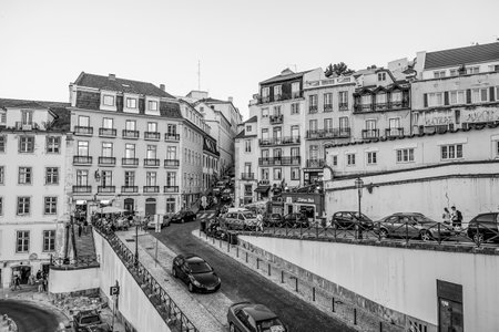 Popular Square with shops and bars at Rossio Station in Lisbon - LISBON / PORTUGAL - JUNE 17, 2017のeditorial素材