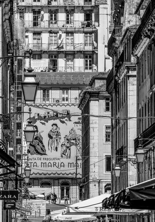 Amazing steet view in the historic district - LISBON / PORTUGAL - JUNE 15, 2017のeditorial素材