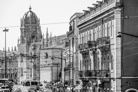 Street view in Lisbon Belem - a popular area for tourists - LISBON / PORTUGAL - JUNE 14, 2017のeditorial素材