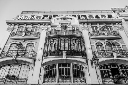 International Hotel in Lisbon - beautiful house front - LISBON / PORTUGAL - JUNE 16, 2017のeditorial素材