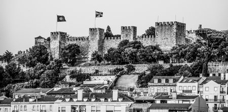 St Georges Castle on the hill of Lisbon - LISBON / PORTUGAL - JUNE 17, 2017のeditorial素材