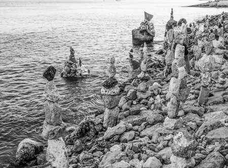 Art at the Tagus River - Stone sculptures in Lisbon- LISBON / PORTUGAL - JUNE 17, 2017のeditorial素材