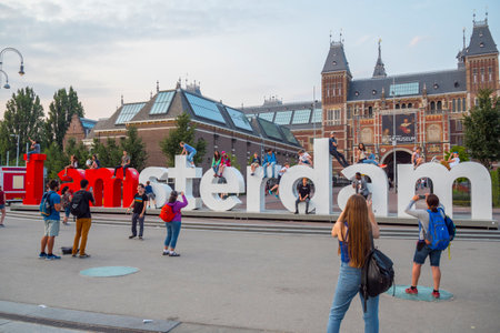 Big I Am Amsterdam letters at National Museum Amsterdam - AMSTERDAM - THE NETHERLANDS - JULY 20, 2017のeditorial素材