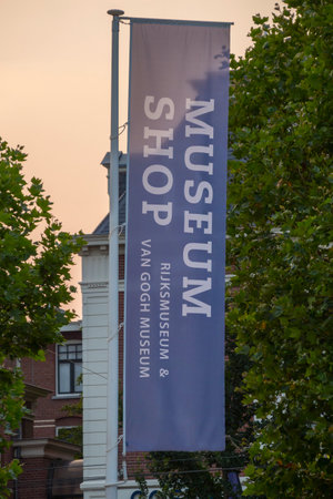 Flag of the Museum Shop at National Museum Amsterdam - AMSTERDAM - THE NETHERLANDS - JULY 20, 2017のeditorial素材