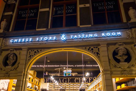 Cheese shop and tasting room in Amsterdam - AMSTERDAM - THE NETHERLANDS - JULY 20, 2017のeditorial素材