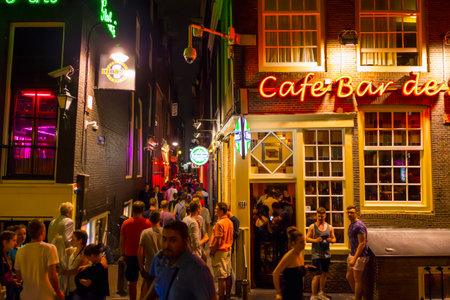 The famous red light district of Amsterdam - AMSTERDAM - THE NETHERLANDS - JULY 20, 2017のeditorial素材