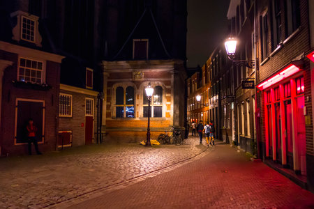 The famous red light district of Amsterdam - AMSTERDAM - THE NETHERLANDS - JULY 20, 2017のeditorial素材