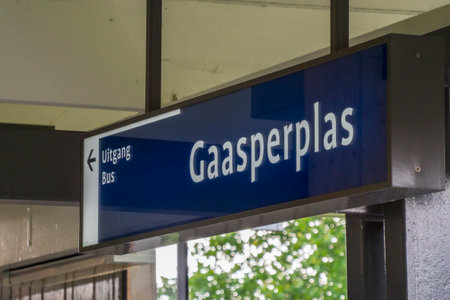 Metro Station Gasperplas in Amsterdam South East - AMSTERDAM - THE NETHERLANDS - JULY 20, 2017のeditorial素材