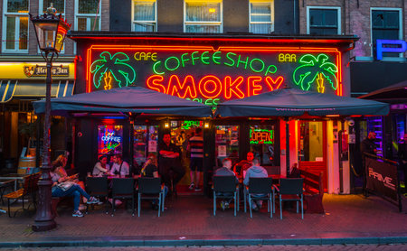 Colorful Amsterdam - the Coffeeshops and barsのeditorial素材