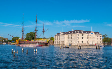 Amsterdam Marine Museum on a sunny dayのeditorial素材