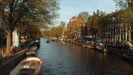 The beautiful canals in the city center of Amsterdam - AMSTERDAM - THE NETHERLANDS - JULY 19, 2017のeditorial素材