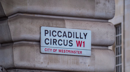 Piccadilly Circus sign in Londonのeditorial素材