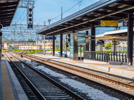 Pisa Central station called Pisa Centrale - PISA / TUSCANY ITALY - SEPTEMBER 13, 2017のeditorial素材