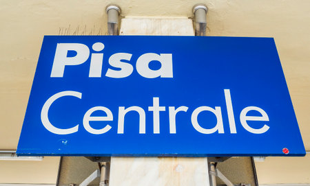Pisa Central station called Pisa Centrale - PISA / TUSCANY ITALY - SEPTEMBER 13, 2017のeditorial素材