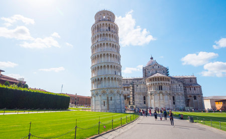 Cathedral Square in Pisa with Leaning Tower - PISA / TUSCANY ITALY - SEPTEMBER 13, 2017のeditorial素材