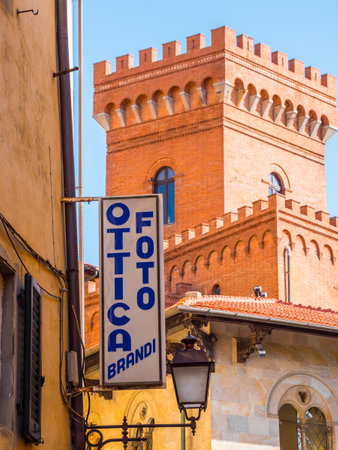 The colorful historic district in the city of Pisa - PISA / TUSCANY ITALY - SEPTEMBER 13, 2017のeditorial素材