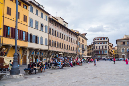 Beautiful Santa Croce Square in the city of Florence - FLORENCE / ITALY - SEPTEMBER 12, 2017のeditorial素材