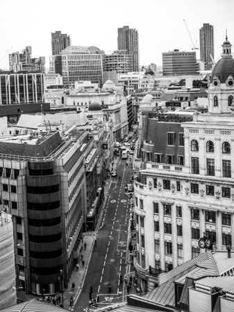 Aerial view over the streets of London from Monument Tower - LONDON / GREAT BRITAIN - SEPTEMBER 19,...