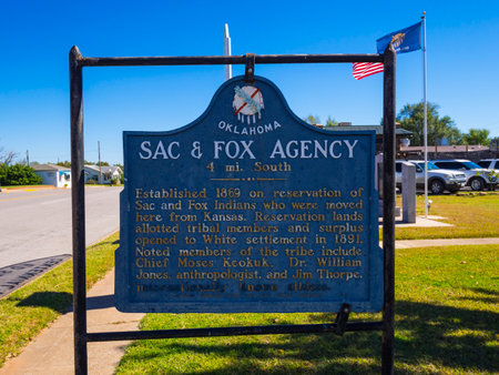 Sign Sac and Fox Agency Oklahoma at Route66 - STROUD - OKLAHOMA - OCTOBER 16, 2017のeditorial素材