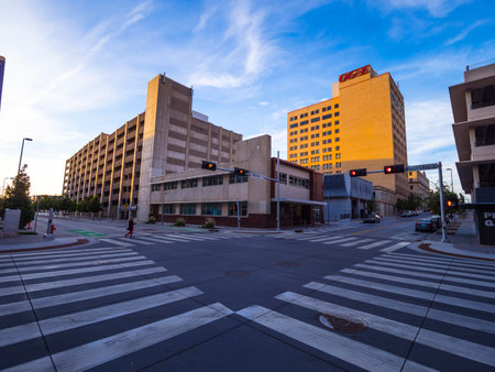 Street corner at Downtown Oklahoma City - OKLAHOMA CITY - OKLAHOMA - OCTOBER 18, 2017のeditorial素材