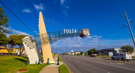 Historic Route 66 in Tulsa Oklahoma - TULSA - OKLAHOMA - OCTOBER 17, 2017のeditorial素材