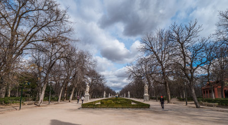The famous Retiro Park in Madrid - a popular landmark in the city - MADRID / SPAIN - FEBRUAR 21,...