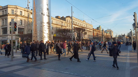 Center of O Connell Street with Spire sculptureのeditorial素材