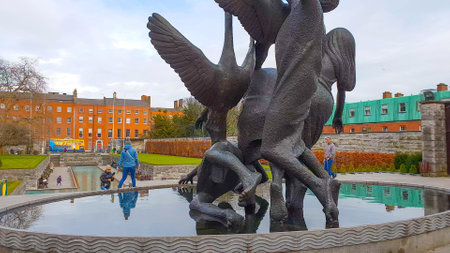 Children of Lir sculpture at Garden of Remembrance Dublinのeditorial素材