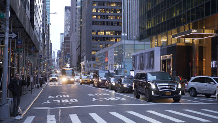 Street Canyon in the Avenues of New York - NEW YORK, UNITED STATES - DECEMBER 4, 2018のeditorial素材