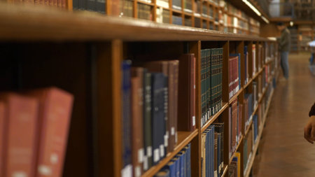 Young woman at a library for studying - NEW YORK, USA - DECEMBER 4, 2018のeditorial素材