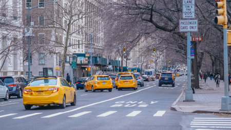 Typical street view in New York with Yellow Cabs - NEW YORK - US