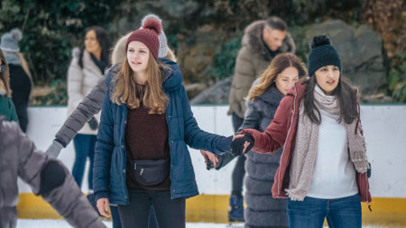 Ice skating in New York Central Park - NEW YORK, UNITED STATES - DECEMBER 4, 2018のeditorial素材
