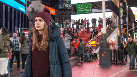 Walk at Broadway New York and Times Square by night - NEW YORK -のeditorial素材